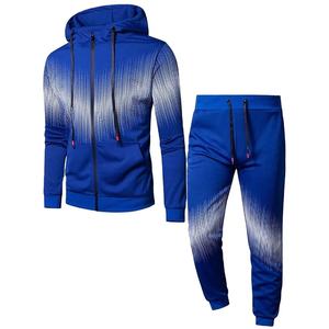 Hot Selling Men's Hooded Tracksuit Full Sleeve Zipper Sporty Style Two Piece <b>Set</b> With Side Pockets Casual Wear Tracksuits - Product Image 1