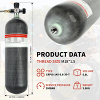 Bouteille de plongée en fibre de carbone 6,8 L légère 4500 psi PCP SCBA