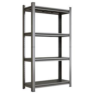 Scaffale di Stoccaggio in Metallo Nero a 4 Ripiani Regolabili, Multiuso per Supermercato, Soggiorno e Garage - Product Image 2