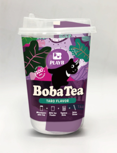 PLAYB Boba Tea saveur Taro 1,2 oz (35 g) – Tasse micro-ondable avec poudre de thé au lait et boba de tapioca - Product Image 1