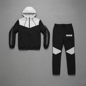 <b>Men</b>’s Panelled Windbreaker Tracksuit Set Black White Y2K Streetwear <b>Jacket</b> and Pants <b>Lightweight</b> Sportswear Outfit - Product Image 3