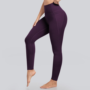 High Waist Yoga Leggings with Side Pocket | <b>Tummy</b> <b>Control</b> Compression Workout Gym Fitness Running Activewear Pants | OEM ODM - Product Image 4