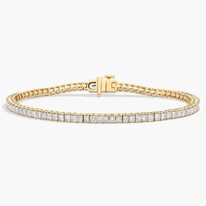 7" Princess Cut Lab Grown Diamond Filled Tennis <b>Bracelet</b> in Yellow Gold Luxury - Product Image 3