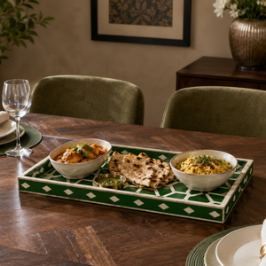 Bandeja de Servir de Lujo con Incrustaciones de Madreperla |   Bandeja de Madera Hecha a Mano para Ramadán y Eid, Decoración para el Hogar, Utensilios de Cocina y Regalo Árabe - Product Image 3