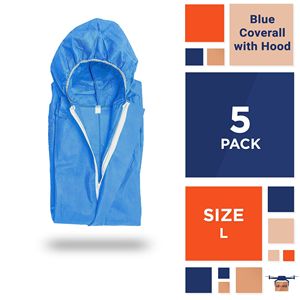 Tute Monouso Blu con Cappuccio, Confezione da 5, Tute Protettive 60 GSM Microporose per Pittori, Abbigliamento di Sicurezza - Product Image 3
