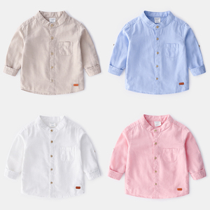 Camisas de Manga Larga para Hombre y Adolescente, 100% Algodón, Sólidas, Cómodas, Transpirables, Cuello Abotonado, Cierre de un Solo Botón - Product Image 5