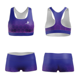 High Support Racer Back Sports <b>Bra</b> and Shorts Set with Breathable Performance Fabric for Gym Training - Product Image 3