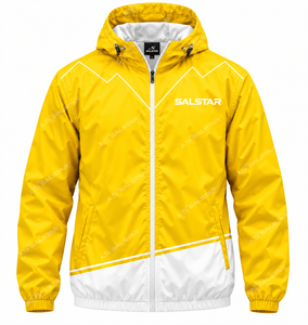 Conjunto de Chaqueta Deportiva Personalizada para Hombre en Amarillo y Blanco, Ligera, con Capucha, para Correr, Entrenamiento, Sublimación, OEM - Product Image 3