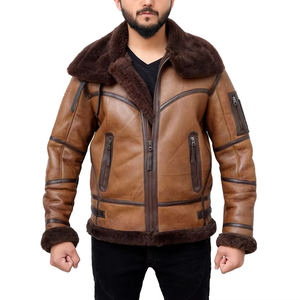 Chaquetas de Cuero con Forro de Borrego para Hombre, Cómodas, Diseño Personalizado OEM, Hechas de Lana y Tela, Nueva Llegada 2026 - Product Image 1