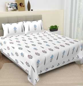 Handmade Cotton Hand Block Printed Floral Bedsheet and 2 Pillow Covers <b>Bedding</b> <b>Set</b> Bulk Product Cotton Sheet With Pillow Cases - Product Image 1