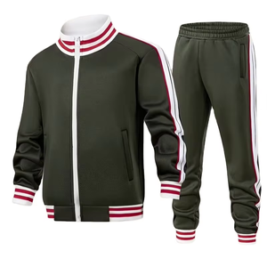 Boys' Winter Cotton Webbing Striped Stand Collar Windproof Zipper Sweatshirt Casual Sport <b>Jacket</b> Set Available Select Colors - Product Image 1