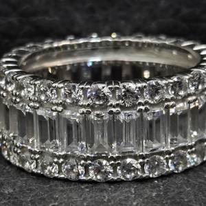 Anillo de banda Baguette de plata de ley 925 con moissanita VVS, anillo de boda con diamantes, estilo Hip Hop, joyería de lujo unisex, regalo - Product Image 3