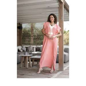 Elegancia sin Esfuerzo: Guardarropa con este Radiante Vestido Caftán Amarillo, Confeccionado con Tela Suave y Transpirable, Silueta Relajada - Product Image 5