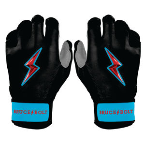 Gants de frappeur de baseball Bruce Bolt avec logo personnalisé, pour jeunes enfants, en cuir véritable Kip optimal, pour l'extérieur, main droite, manchette courte - Product Image 1