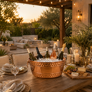 OEM Hammered Copper Beverage Tub Wine Cooler Ice Bucket Champagne <b>Chiller</b> <b>Beer</b> Tub Stainless Steel Lining Manufacturer - Product Image 4