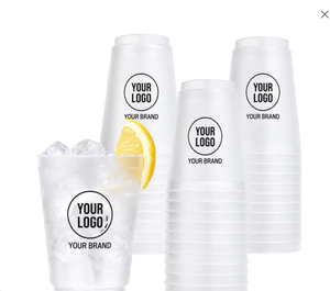 Custom Logo Frosted Plastic Cups 16oz <b>Disposable</b> Party <b>Drinkware</b> for Adults Minimalist Design Direct Drinking - Product Image 1
