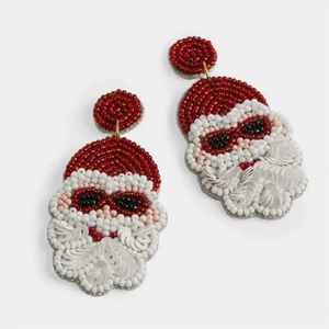 Pendientes de Aro con Cuentas Bordadas a Mano de Santa Claus para Fiestas Navideñas, Eventos y Regalos – Elegantes Accesorios para la Oreja - Product Image 1