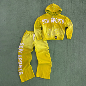 Service OEM, couleur personnalisée, ensemble de survêtement d'hiver pour hommes, impression de strass, sweat à capuche zippé, ensemble de survêtement en polaire, ensemble de sport décontracté, haute qualité - Product Image 5