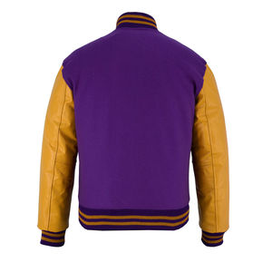 Veste universitaire personnalisée avec logo en chenille d'ours, manches en cuir, veste de baseball fantaisie pour hommes en polyester noir, unisexe - Product Image 2