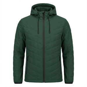 Women's Hooded <b>Quilted</b> <b>Jacket</b> Geometric <b>Pattern</b> Color Blocked Full Sleeve Winter Wear Polyester Wadding Zipper Closure - Product Image 4