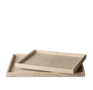 Hot selling travertine marble rectangle tray <b>set</b> decorative <b>serving</b> tray multipurpose organizer tray modern home decor premium - Product Image 1