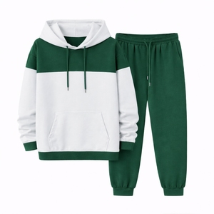 Ensemble sweat-shirt et pantalon de survêtement Red Sun Fade Vintage Streetwear, coupe ample, taille double élastique, imprimé sérigraphié - Product Image 2