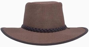 Unisex Brown Mesh Cowboy <b>Hat</b> With Braided <b>Band</b> Casual Outdoor Spring Summer Adult 56-58CM - Product Image 3