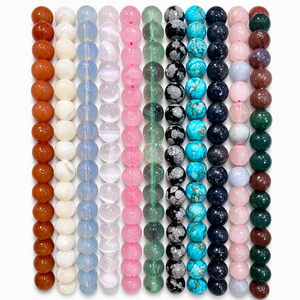 Cuentas de Piedras Preciosas Semipreciosas Naturales de 8mm al por Mayor, Hilo de 44-47 Cuentas Talladas, Cuentas de Cristal Ecológicas para Pulseras y Joyería - Product Image 1