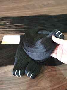 100% Remy Camboyano de alta calidad, trama de piel recta Natural, paquete crudo sin procesar, extremos súper dobles dibujados, onda alineada con cutícula - Product Image 3