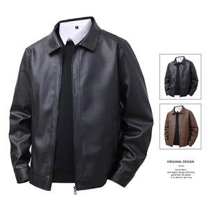 Bangladesh CNFactory Price Custom Logo Embroidery OEM 2026 Men PU <b>Leather</b> <b>Jacket</b> Slim Fit Lapel Casual Windproof Mens <b>Jacket</b> - Product Image 1