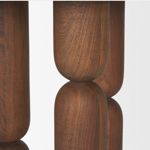 Mesa auxiliar geométrica de madera maciza, mesa auxiliar moderna con pedestal escultural, mueble para sala de estar, dormitorio, decoración del hogar - Product Image 1