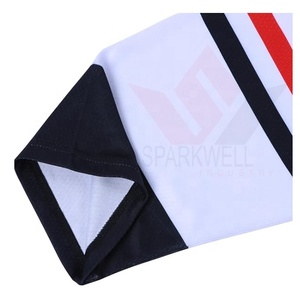Maillot de hockey sur glace blanc personnalisé pour homme, col en V, manches longues, respirant, imprimé par sublimation, en polyester, vêtement de sport, coupe classique - Product Image 3