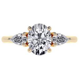 Hermoso anillo de compromiso ovalado y en forma de pera con 3 diamantes cultivados en laboratorio de 18k/22k/24k con anillo oculto, joyería para mujer. - Product Image 1