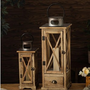 Art Empire Exports - Portavelas de Madera Natural con Paneles de Vidrio, Hecho a Mano, Estilo Rústico, 1 Color, Decoración para el Hogar, Navidad - Product Image 1