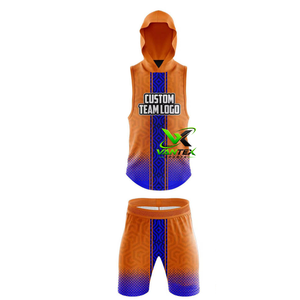 VANTEX <b>Men's</b> Custom Watermelon Hooded Basketball Jersey <b>Shorts</b> Set Green Stripes Number 13 100% Polyester Model VS-MJ-534 - Product Image 2