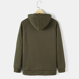 Sweat-shirt à capuche en molleton vert menthe pour homme, couleur unie, coupe classique, en coton, avec poche, séchage rapide, respirant, pour l'hiver - Product Image 2