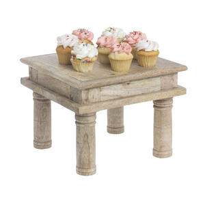 Support de table décoratif en bois de luxe antique, rehausseur carré pour salle à manger, rehausseur de table en bois de mangue avec pieds, décor pour la maison et le bureau - Product Image 3