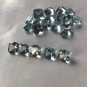 Aguamarina natural de alta calidad con corte facetado tipo cojín, piedra preciosa suelta facetada para la fabricación de joyería, lote al por mayor. - Product Image 1