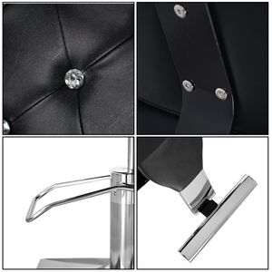 Sedia da Barbiere Nera HZ88111 N001 con Vassoio Quadrato Zincato, Rivestimento in Pelle PVC e Poggiapiedi Retrattile, Capacità 136 kg - Product Image 6