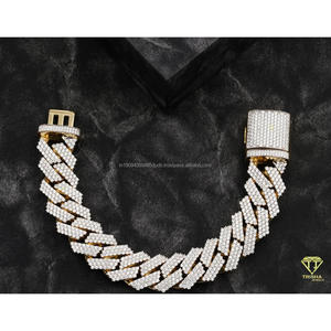 Bracelet unisexe Hip Hop en moissanite et diamant, maille cubaine, en argent sterling 925 de qualité supérieure avec sertissage multi-rangs de pierres rondes - Product Image 5