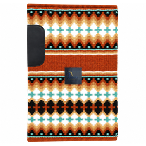 Ashmira Equestrian แผ่นรองอานม้าแบบตะวันตกสีดำทองส้มผ้าวูลผสมทำมือลายเรขาคณิต - Product Image 3