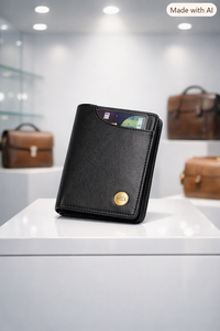 WRIZA Men's Classic Trendy Formal Genuine Leather Durable Card Holder <b>RFID</b> <b>Blocking</b> 5 Inch <b>Wallet</b> No Zipper Closure Credit Cards - Product Image 5