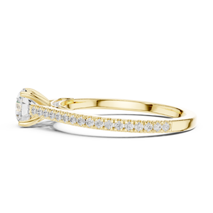 แหวนเพชรทรงกลมเพาะเลี้ยงในห้องปฏิบัติการ ทอง 14K 18K แหวนเพชรเม็ดเดี่ยวแบบฝังเพชรรอบวง 0.95 กะรัต DEF VVS เครื่องประดับหรูหรา แหวนแต่งงาน รับผลิตแบบ OEM ODM - Product Image 5