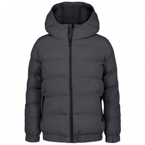 Dark Charcoal Premium Quality Eco-Friendly Breathable Floral Pattern Puffer <b>Jacket</b> Regular Sleeve Casual Loose Polyester Padded - Product Image 1