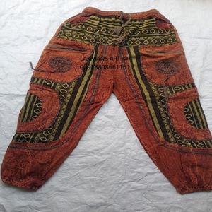 Pantalones bombachos estampados de algodón para mujer Pijamas de retazos de color sólido Pijama de harén de estilo indio - Product Image 3