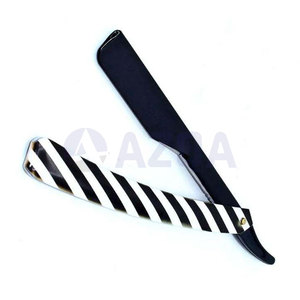 Rasoir droit professionnel à manche en plastique pour barbier, lame unique, usage visage et corps, revêtement noir, pour salon de beauté - Product Image 2
