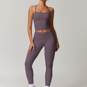 Ensemble de yoga sans couture à taille haute élastique pour femmes, vêtements de fitness, vêtements de sport, soutien-gorge et leggings, ensemble de yoga pour femmes - Product Image 5