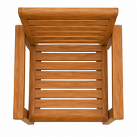Chaise de jardin moderne en teck massif avec larges accoudoirs et dossier à lattes, imperméable, durable, écologique, Saber Living Room Park