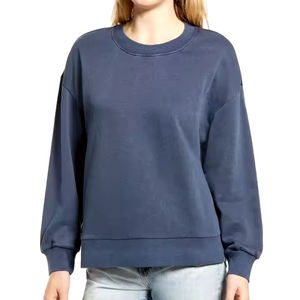 Sweat-shirt long d'hiver pour femme, en molleton, coupe ample, personnalisable, haute qualité, épaules tombantes - Product Image 1