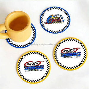 1 Sublimation Printed Classic Eco-Friendly Rectangle <b>Ceramic</b> Car <b>Coaster</b> Cork Holder Custom Printing Branded Design - Product Image 1